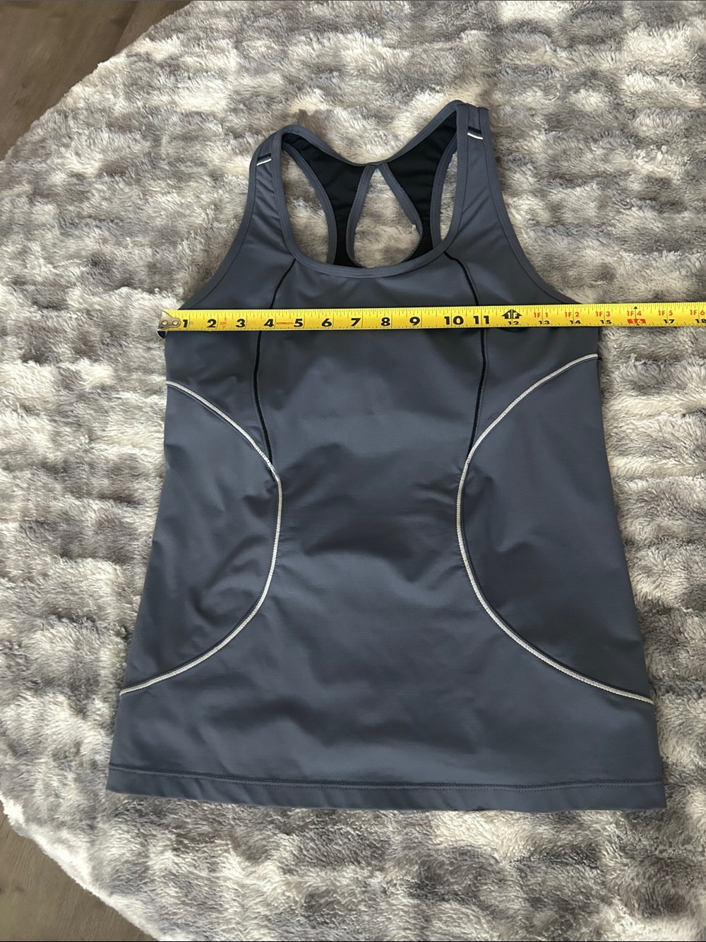 Athleta Gray Racerback Tank Top with Reflective Trim